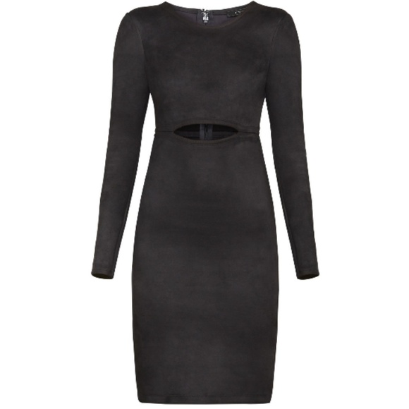 💕BCBGMAXAZRIA💕 Faux-Suede Cutout Body-Con Dress - Picture 6 of 8